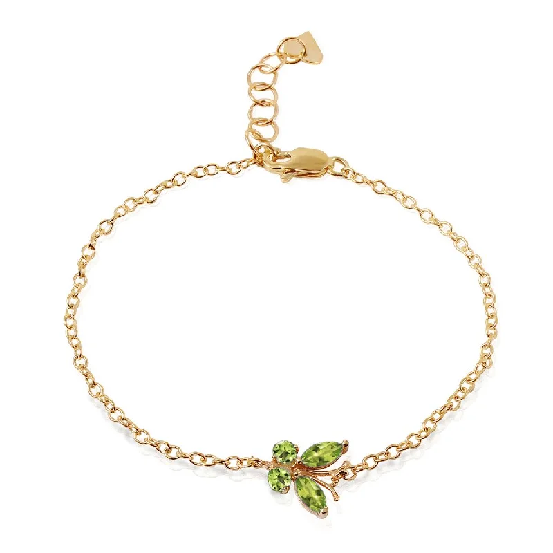 luxury bracelet with diamonds and sapphires for gift-0.6 Carat 14K Solid Yellow Gold Flutter Peridot Bracelet