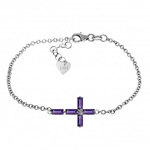 silver bracelet with pearl and diamond accents for luxury-1.15 Carat 14K Solid White Gold Ave Maria Amethyst Bracelet