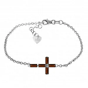 silver bracelet with spiritual healing charms for wellness-1.15 Carat 14K Solid White Gold Magdalena Garnet Bracelet