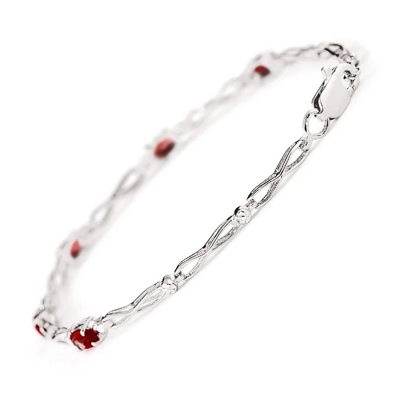 gold bracelet with custom charms for meaningful gift-1.16 Carat 14K Solid White Gold Laugh A Lot Garnet Diamond Bracelet