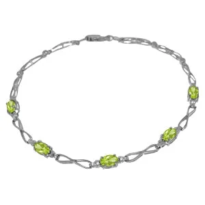 silver bracelet with chakra gemstones for balance-1.16 Carat 14K Solid White Gold Prudence Peridot Diamond Bracelet