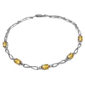 bracelet with gemstones for healing and protection-1.16 Carat 14K Solid White Gold Tennis Bracelet Citrine Diamond