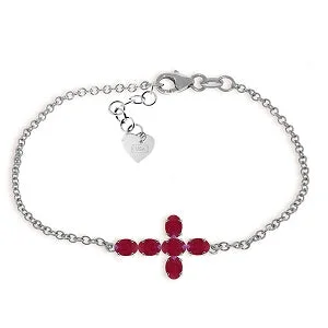 custom charm bracelet with meaningful word for her-1.7 Carat 14K Solid White Gold Love Gospel Ruby Bracelet