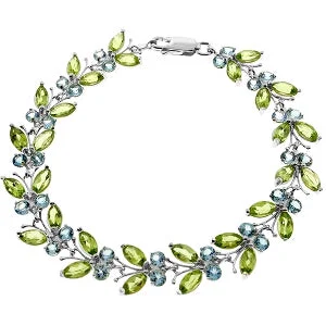 personalized charm bracelet with engraved word for inspiration-16.5 Carat 14K Solid White Gold Butterfly Bracelet Peridot Blue Topaz