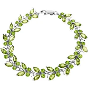 silver bracelet with engraved coordinates for treasured moments-16.5 Carat 14K Solid White Gold Butterfly Bracelet Peridot