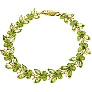 stackable charm bracelet with engraved initials-16.5 Carat 14K Solid Yellow Gold Butterfly Bracelet Peridot