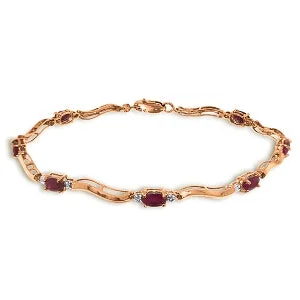 adjustable silver bracelet with custom gemstone charm-2.01 Carat 14K Solid Rose Gold Tennis Bracelet Diamond Ruby