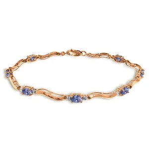 silver bracelet with engraved initials and gemstone-2.01 Carat 14K Solid Rose Gold Tennis Bracelet Diamond Tanzanite