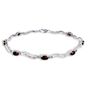 gold bracelet with simple charm for minimalists-2.01 Carat 14K Solid White Gold Tennis Bracelet Diamond Garnet