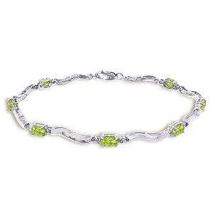 custom beaded bracelet for special event gift-2.01 Carat 14K Solid White Gold Tennis Bracelet Diamond Peridot