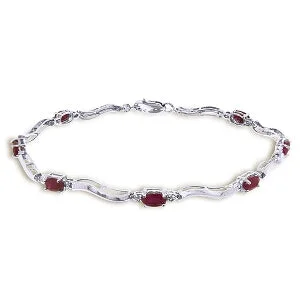 silver bracelet with heart-shaped charm for love-2.01 Carat 14K Solid White Gold Tennis Bracelet Diamond Ruby