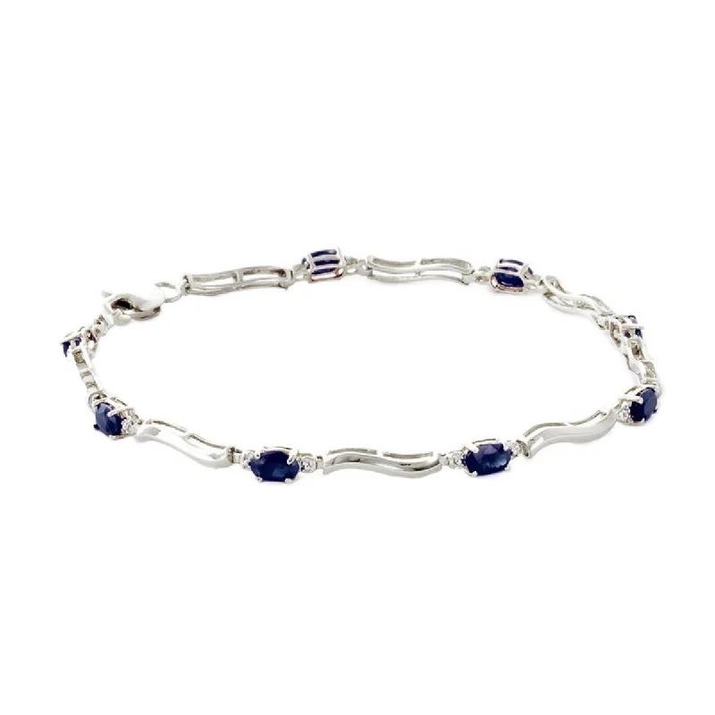 custom charm bracelet with family birthstones-2.01 Carat 14K Solid White Gold Tennis Bracelet Diamond Sapphire