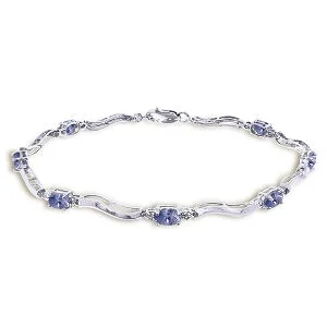 engraved gold bracelet for special gift with name-2.01 Carat 14K Solid White Gold Tennis Bracelet Diamond Tanzanite