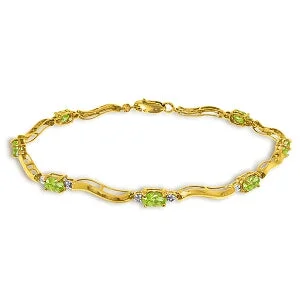 charm bracelet with birthstone for family-2.01 Carat 14K Solid Yellow Gold Tennis Bracelet Diamond Peridot