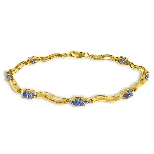 stackable silver bracelet with inspirational charms-2.01 Carat 14K Solid Yellow Gold Tennis Bracelet Diamond Tanzanite