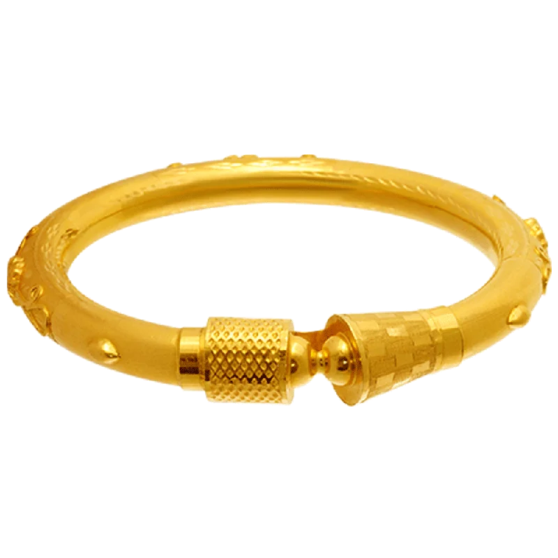 leather bracelet with charm for spiritual men-22KT Yellow Gold Bangle For Women