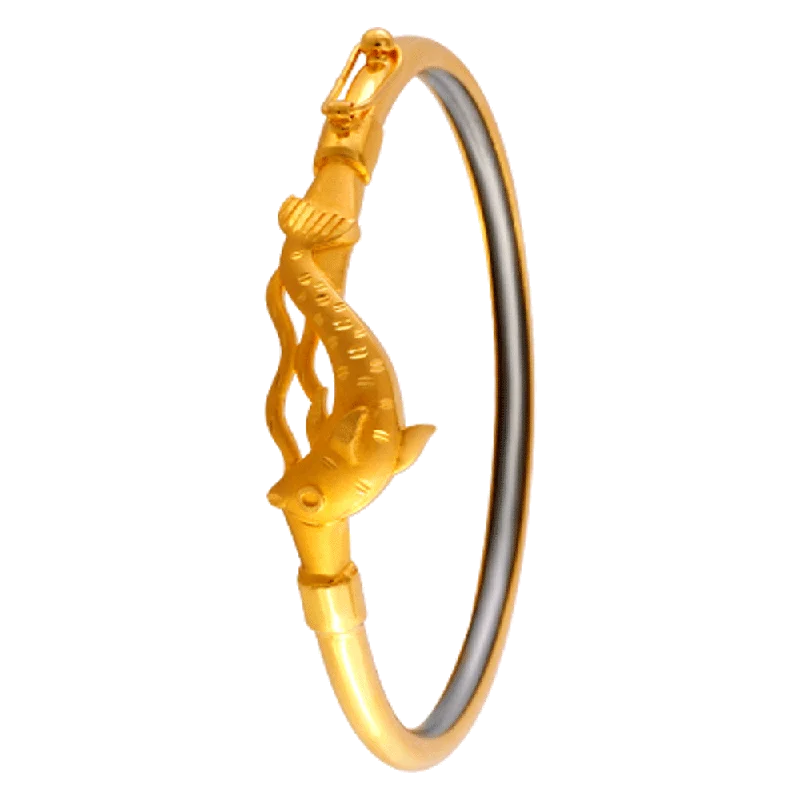 silver bracelet with spiritual charm for healing-22KT Yellow Gold Loha Bangle For Women