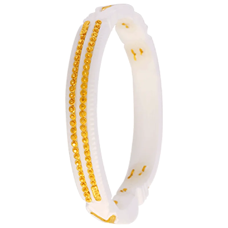 luxury silver bracelet with diamonds and engraving-22KT Yellow Gold Sankha Bangle For Women