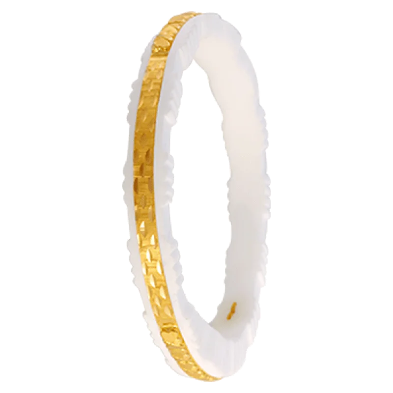 custom leather bracelet with engraved coordinates for travel-22KT Yellow Gold Sankha Bangle For Women