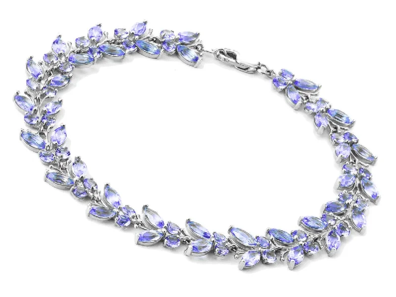 charm bracelet with multi-colored beads for energy-7.8 Carat 14K Solid White Gold Butterfly Bracelet Tanzanite