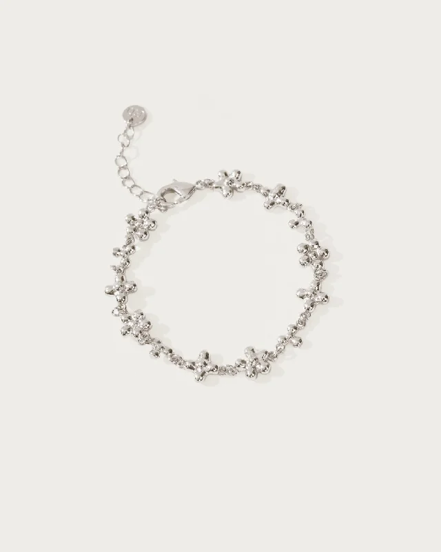 silver bracelet with angel wing charm for protection-Daisy Molecule Bracelet in Silver