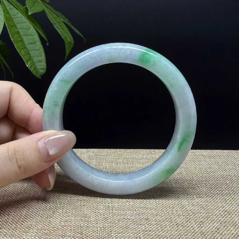 luxury bracelet with diamonds and gemstones for her-Genuine Burmese Lavender Green Jade Jadeite Bangle Bracelet ( 62.2mm )