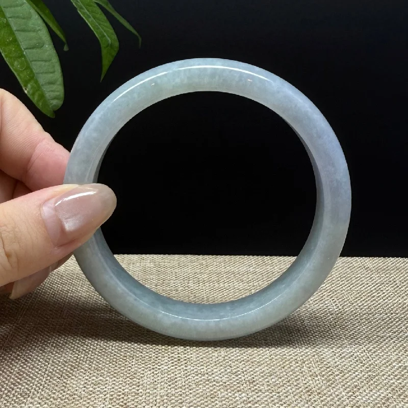 silver bracelet with moonstone for healing energy-Genuine Burmese Lavender Green Jade Jadeite Bangle Bracelet ( 62.5mm )