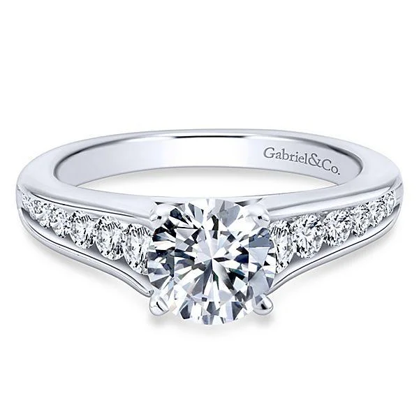 platinum wedding rings for women with sapphires and rubies-Graduated Channel Set Diamond Ring  .46Cttw 14K White Gold 31A