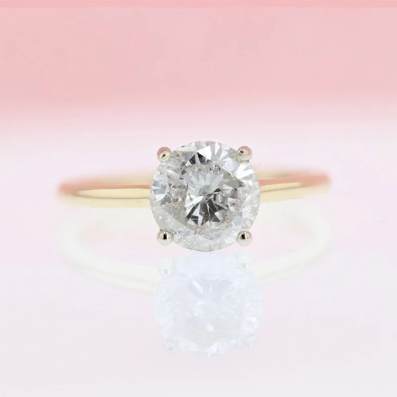 vintage rings for women with diamonds for engagement-Solitaire Round Diamond Engagement Ring 1.75 Ct