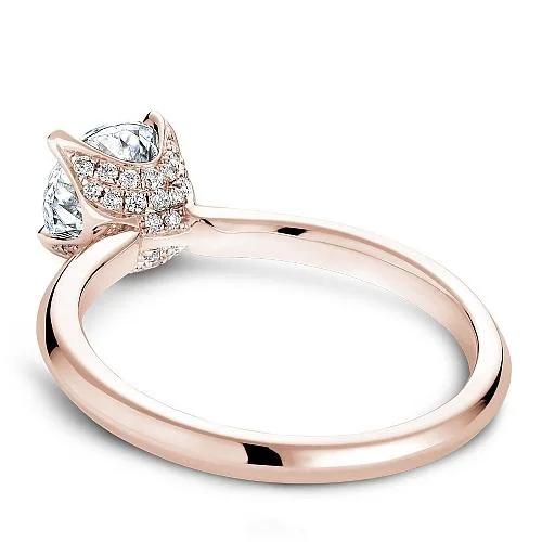 men’s custom engagement rings with sapphires and rubies-Solitaire Pave Diamond Ring 14K Rose Gold 909A