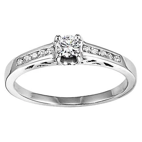 women’s rings with diamonds and rubies for wedding-Princess Cut Diamond Engagement Ring 14K White Gold