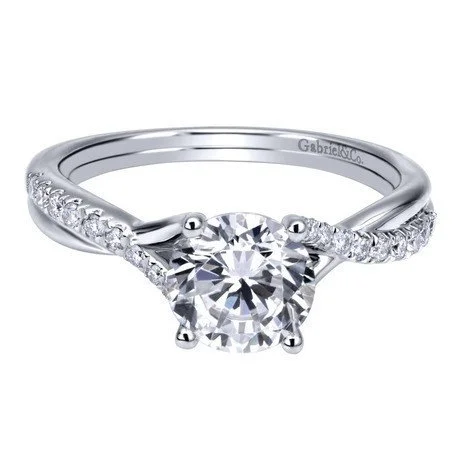 women’s rings with diamonds and emeralds for engagement-Criss-Crossed Round Diamond Ring .14 Cttw 14K White Gold 202A