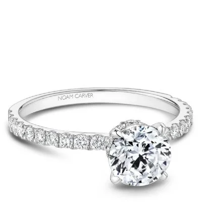 women’s rings with rubies and diamonds for engagement-Pave Diamond Engagement Ring  .43 Cttw 14K White Gold 803A