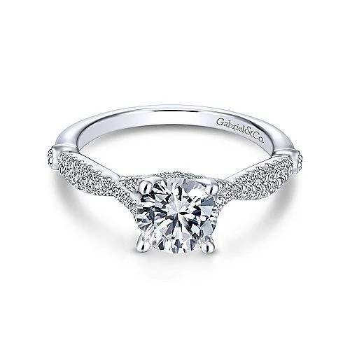 vintage engagement rings with diamonds for women-Crossover Pave Diamond Ring .24 Cttw 14K White Gold 515A