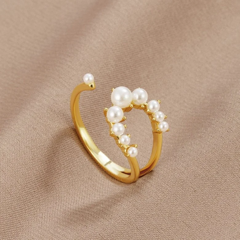 custom rings for women with rubies and sapphires-18K Gold Pearl Wrap Ring