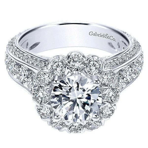 women’s engagement rings with sapphires and diamonds for couples-Floral Tapered Channel Diamond Ring 2.21 Cttw 326A