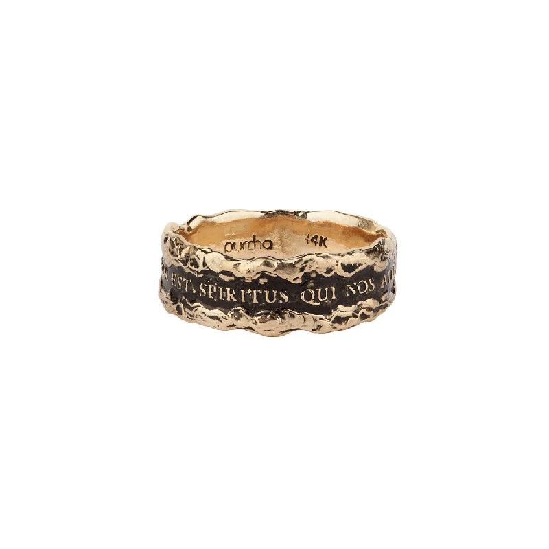 women’s rings with diamonds and rubies for wedding bands-Love Is the Breath that Sustains Us Wide 14K Gold Textured Band Ring