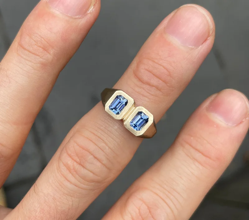 custom wedding rings for men with diamonds and sapphires-Buff angle ring