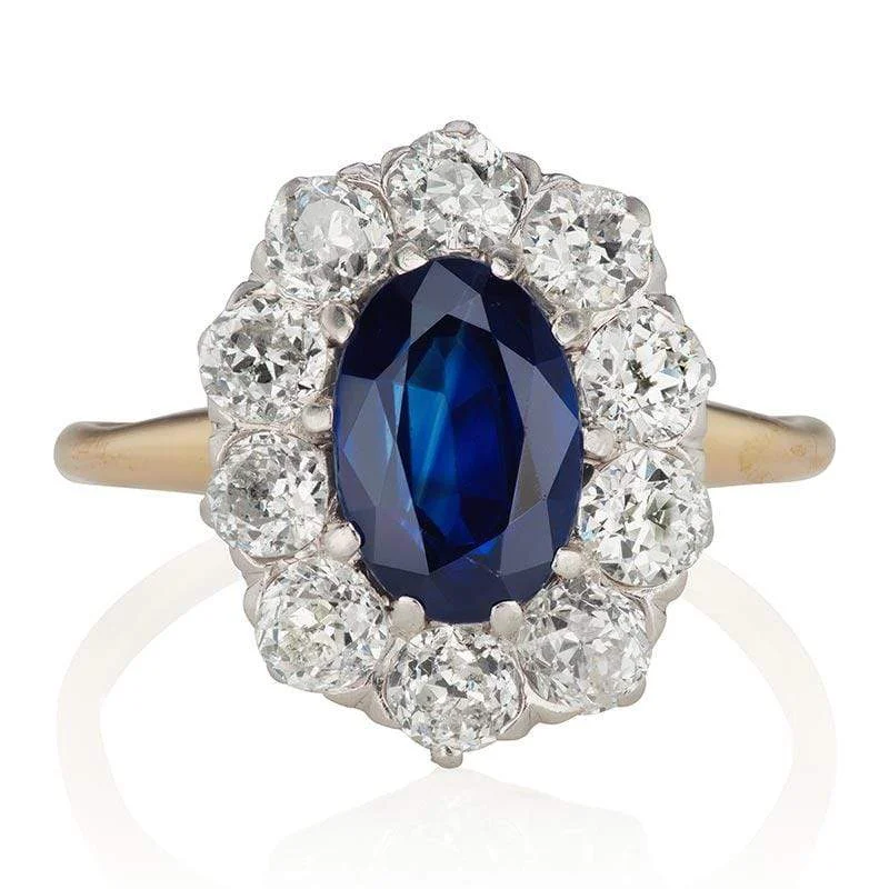 custom-made engagement rings for women with diamonds and sapphires-Luella