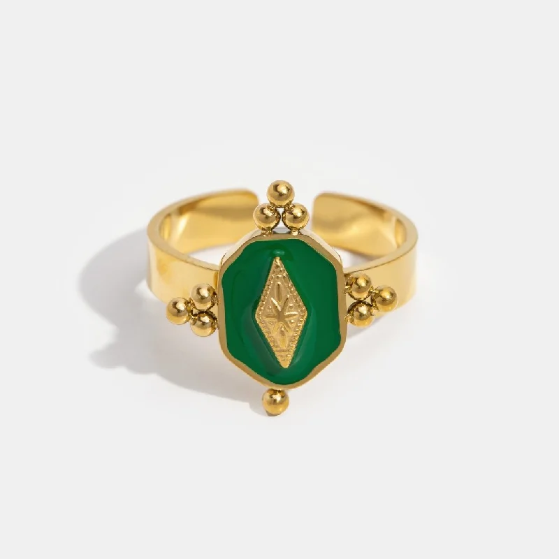 women’s engagement rings with emerald stones for wedding-Marina Geometric Vintage Ring