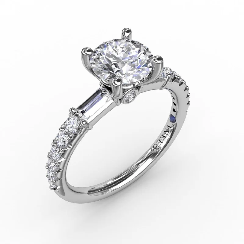 men’s engagement rings with diamonds for wedding bands-Contemporary Diamond Solitaire Engagement Ring With Baguettes