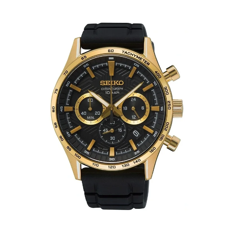 digital watches for men with fitness apps and customizable display features -Seiko Conceptual & Regular Men's 43mm Gold Quartz Chronograph Watch