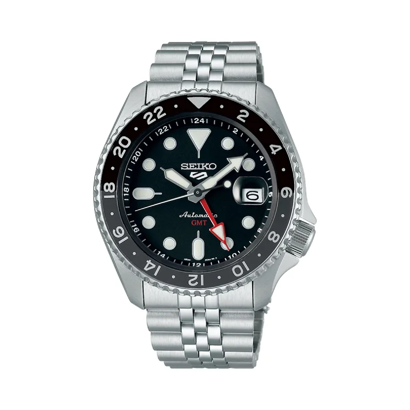 luxury men's watches with detailed engravings and precision movements -Seiko 5 Sports GMT Men's 42.50mm Stainless Steel Automatic Watch SSK001K