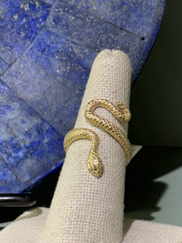 vintage engagement rings for women with diamonds and sapphires-10K Snake Ring