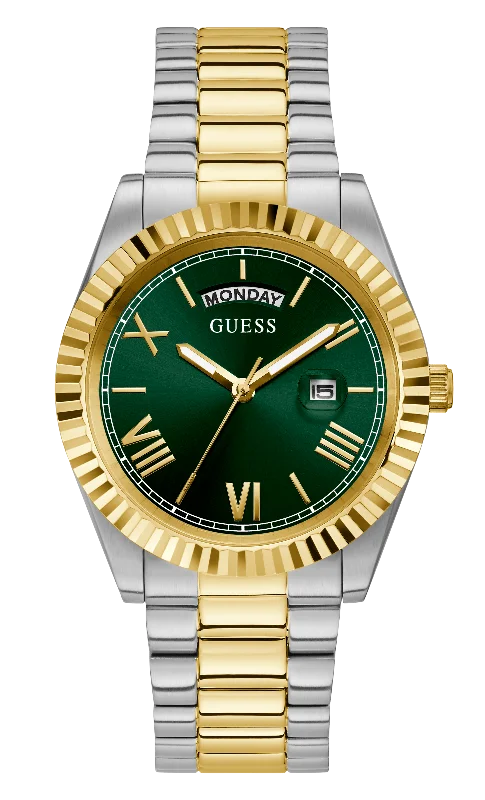 sport watches for men with multi-sport tracking and heart rate monitoring -Guess Men's 42mm Two-Tone Quartz Watch GW0265G8