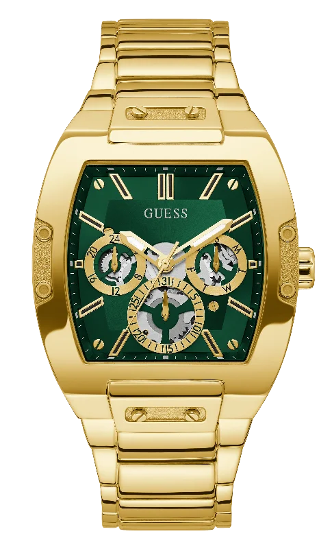 watches for women with elegant faces and interchangeable strap designs -Guess Men's 43mm Gold PVD Quartz Watch GW0456G3