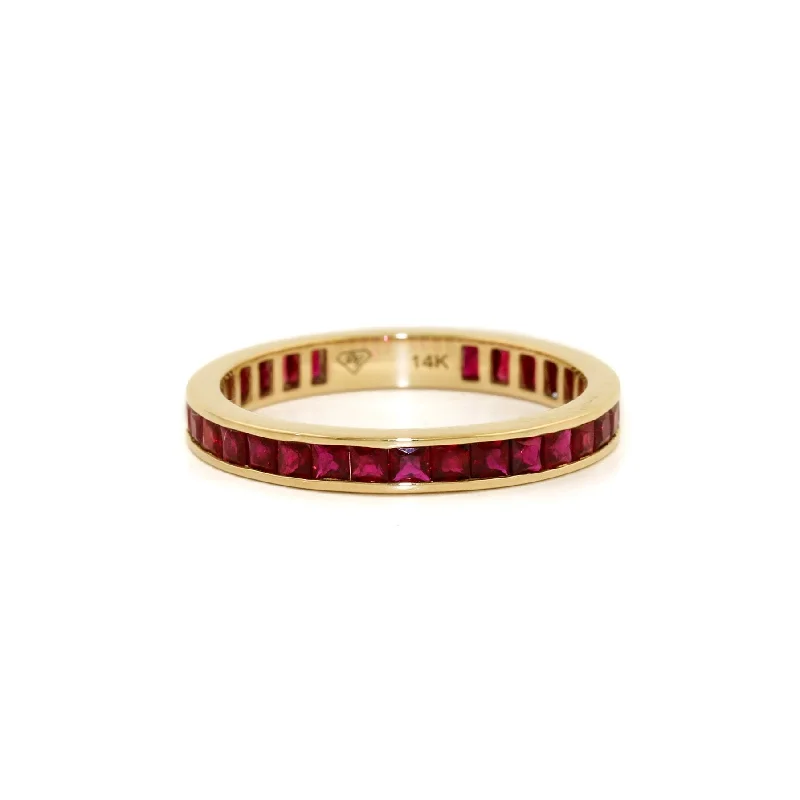 custom engagement rings for men with diamonds for engagement-14k x 3mm Ruby Channel-Set Eternity Band