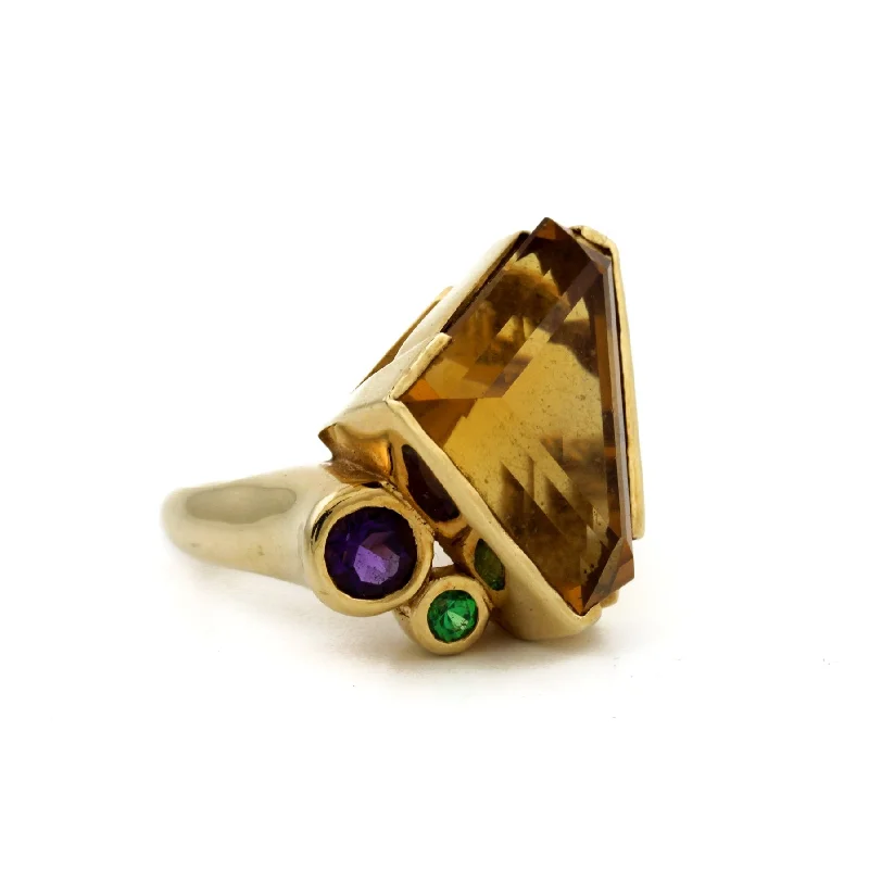 women’s rings with rubies and diamonds for engagement-14K Avant-Garde Vintage Citrine Ring