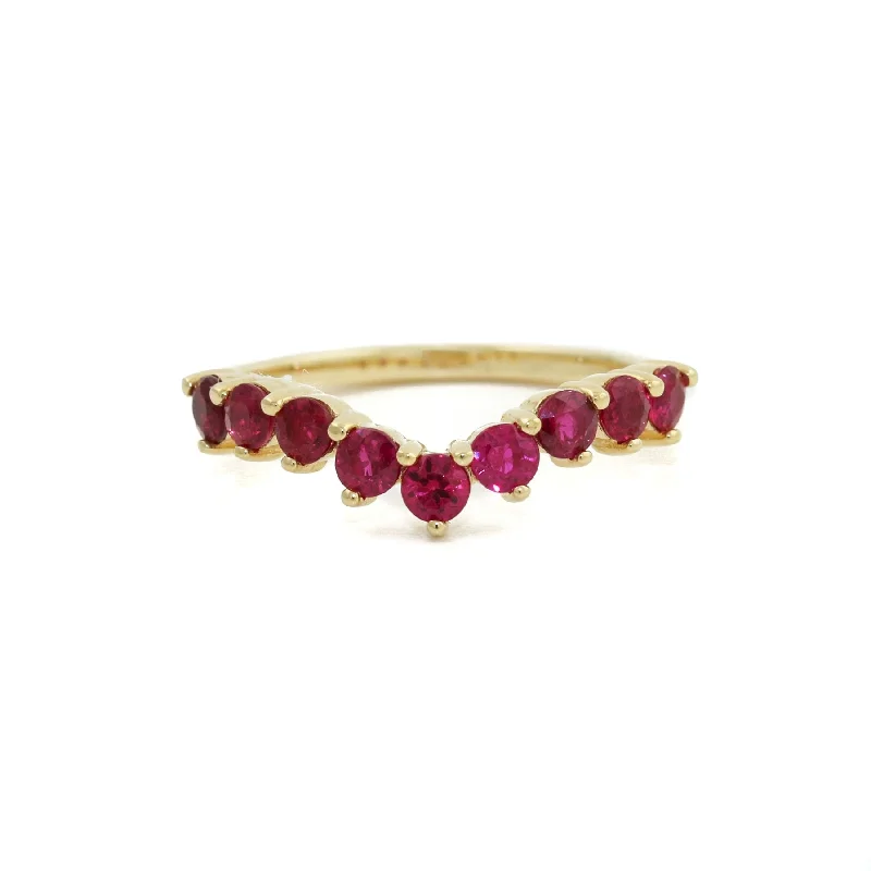 men’s engagement rings with diamonds and sapphires for couples-14K Gold Tiara Ruby Ring