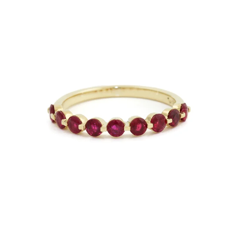 custom wedding rings with diamonds and rubies for men-18K Gold Ruby Band